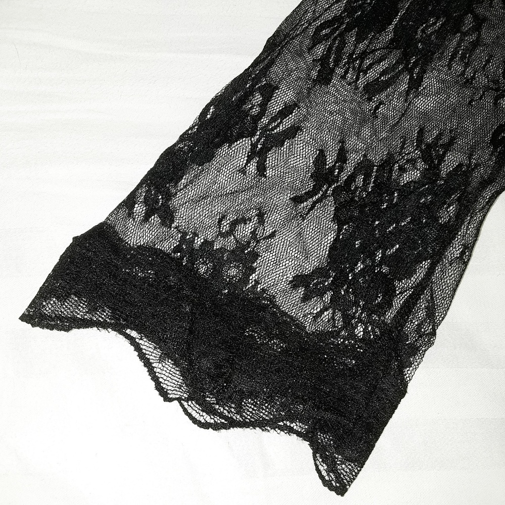 Black Sheer Mesh Lace Swim Cover Up Robe - Picture 6 of 6